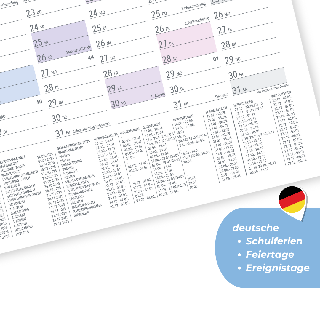 A1 Wandplaner 2025 RAINBOW Quer