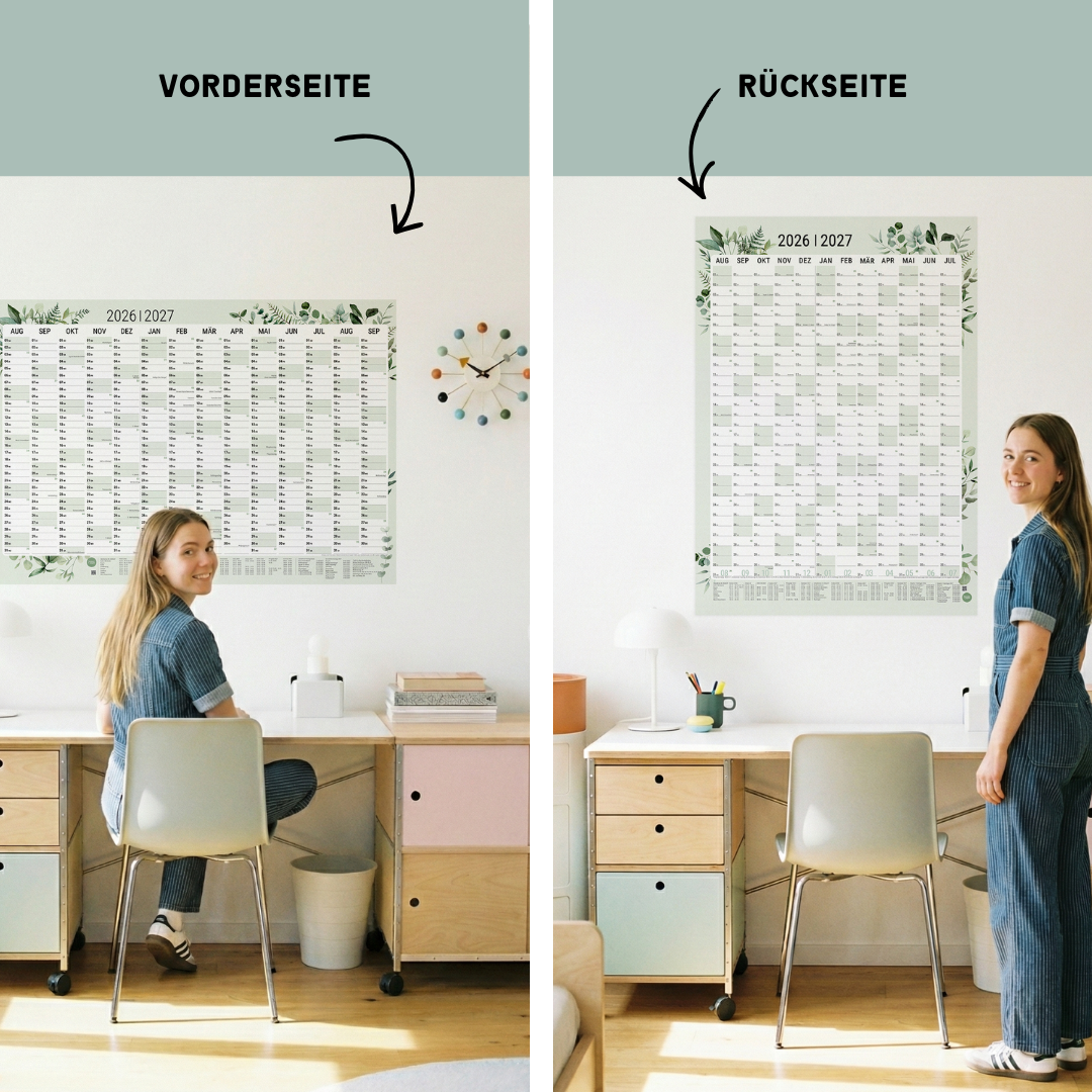 Schuljahresplaner 2026/2027 A1 Greenery – Wandkalender botanisch