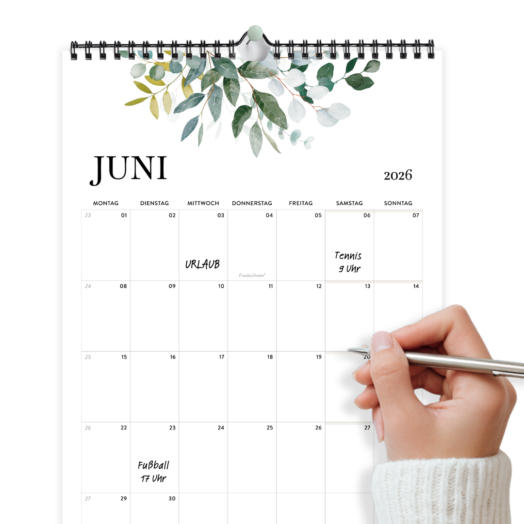 A4 Wandkalender 2026  Felder Hochformat