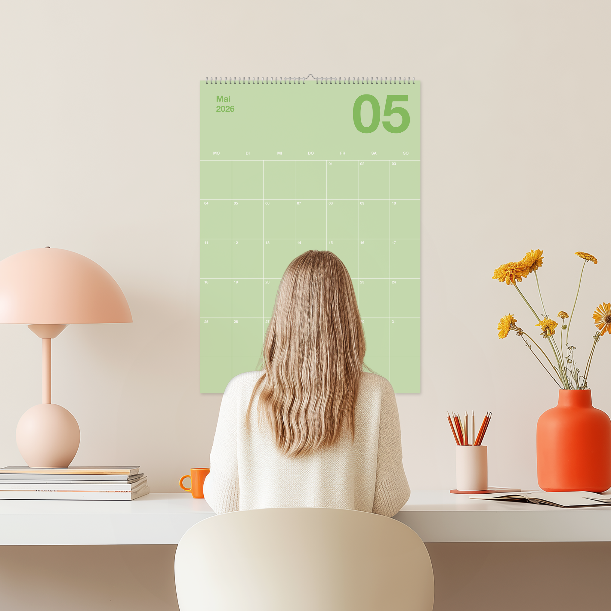 A2 Bunter Design Wandkalender 2026 Pastell