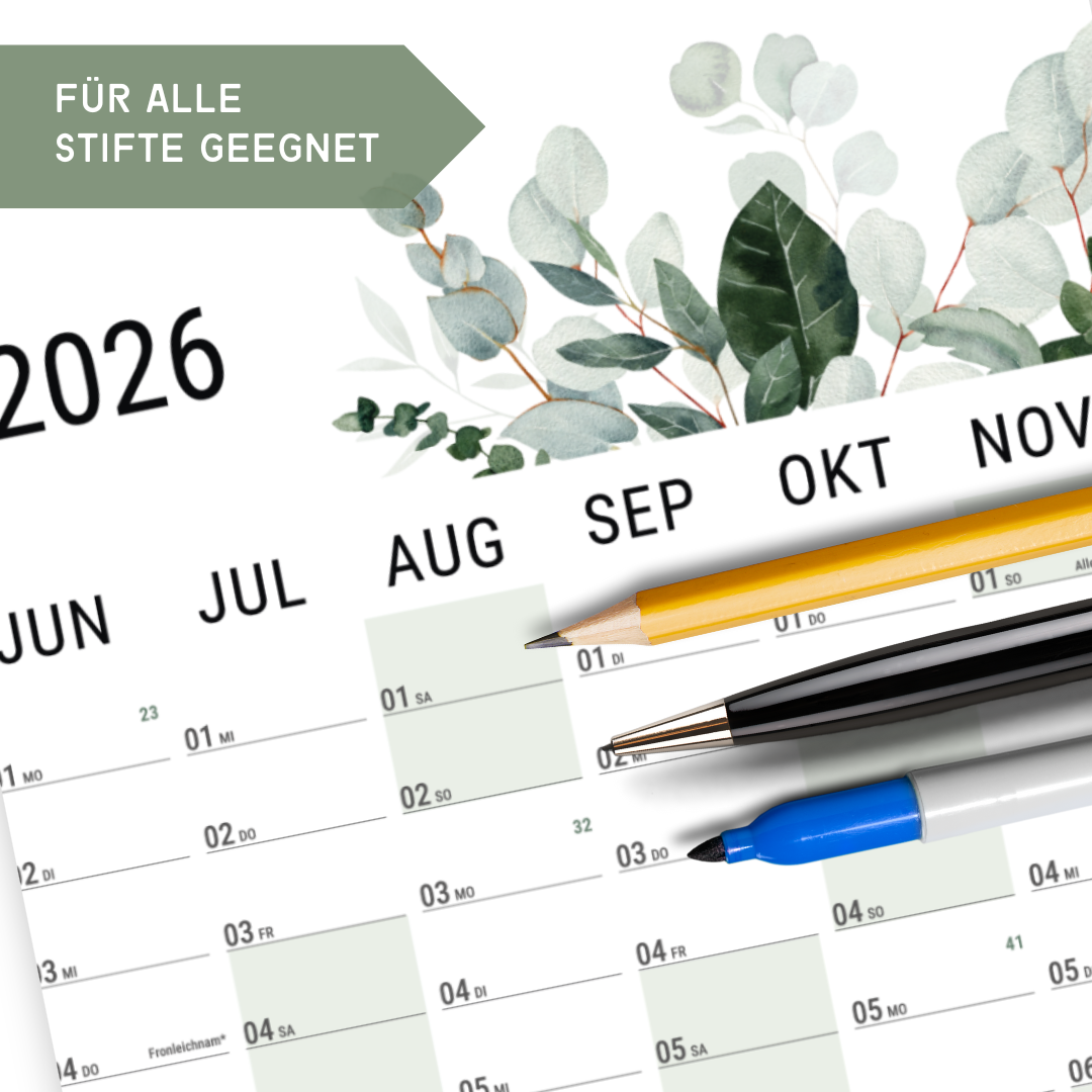 A2 Wandplaner gerollt 2026 Green Hochformat