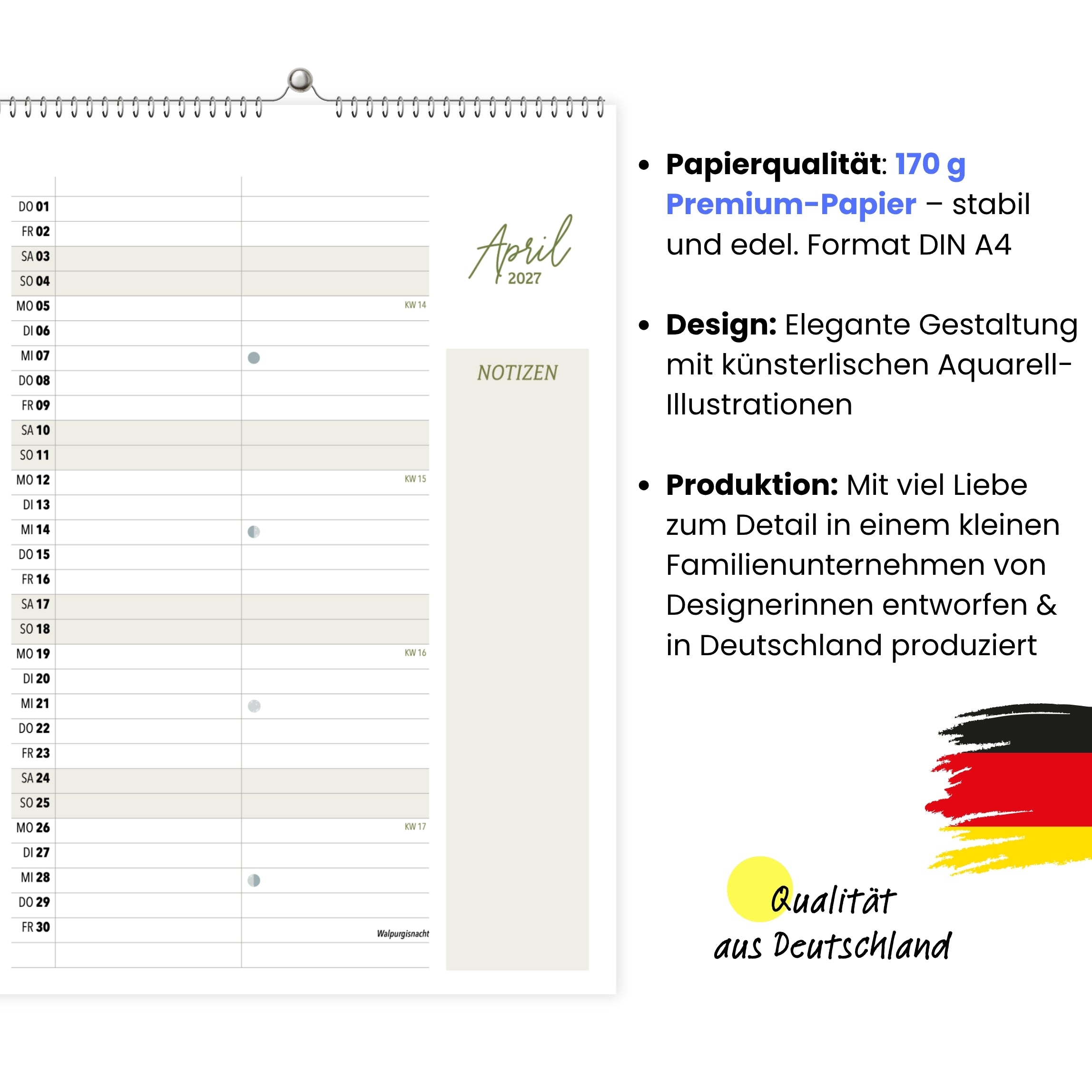 Wandkalender 2 Spalten A4 COZY 2027