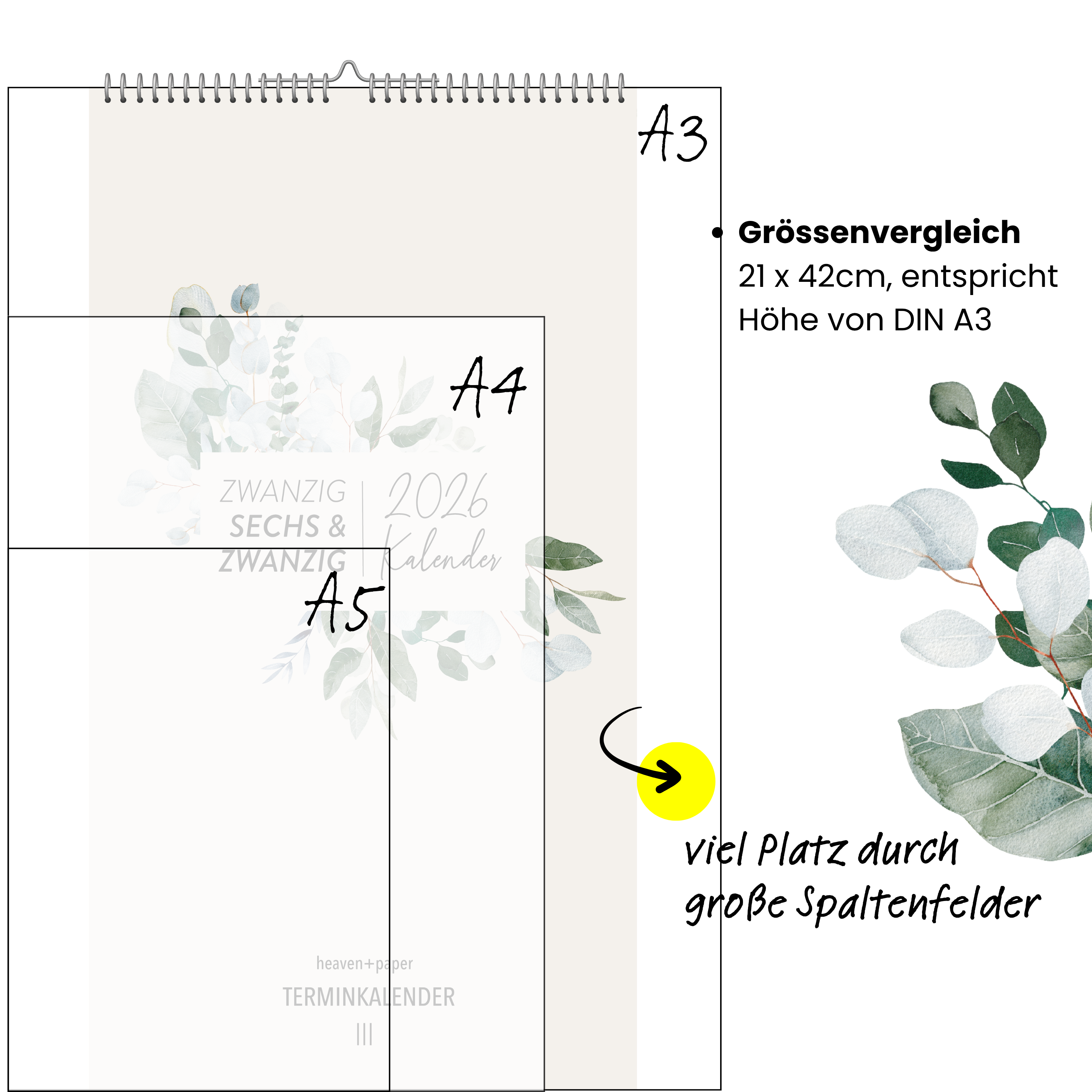 Paarplaner GREENERY 3 Spalten 2026 botanisch