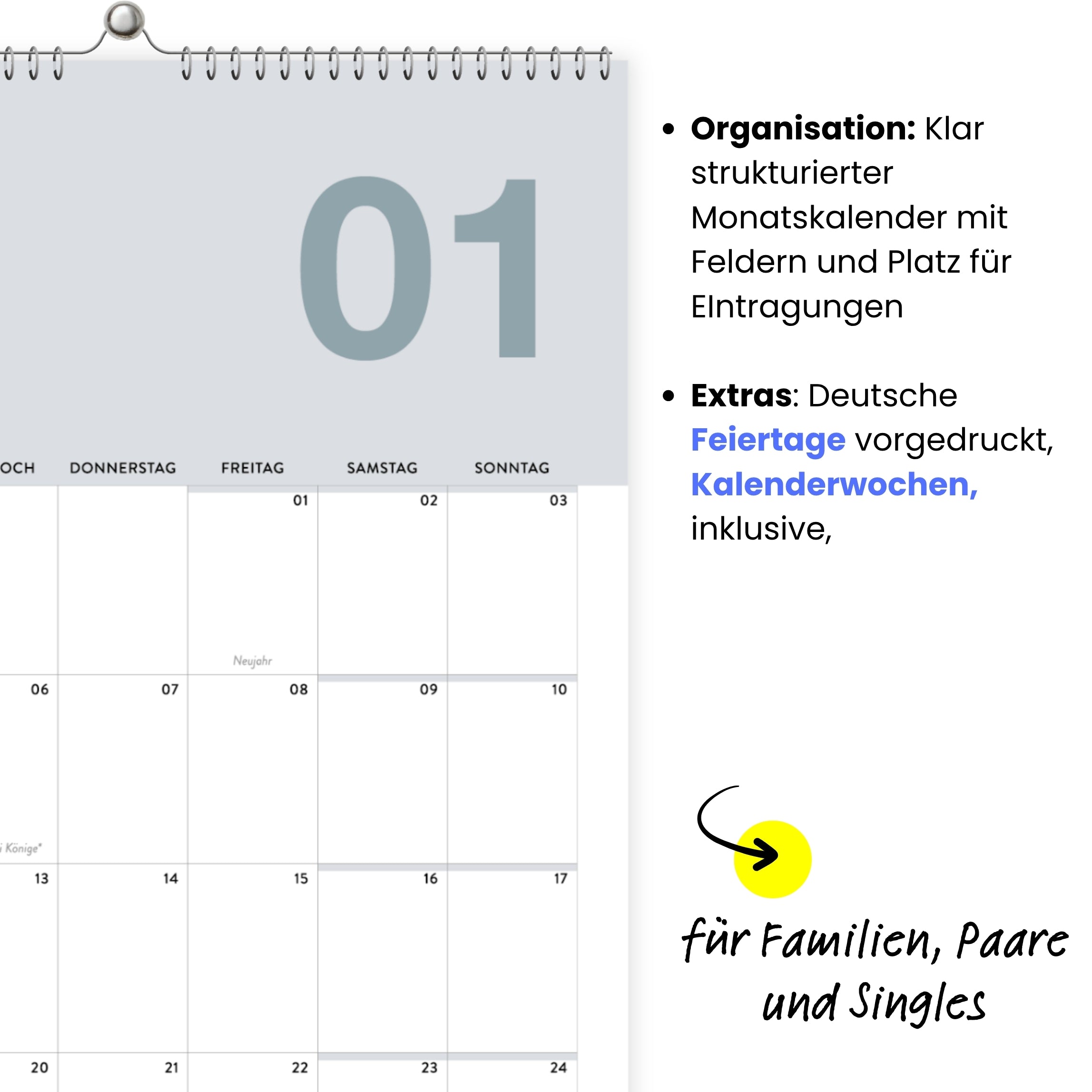 A4 Wandkalender 2027 Essential Hochformat