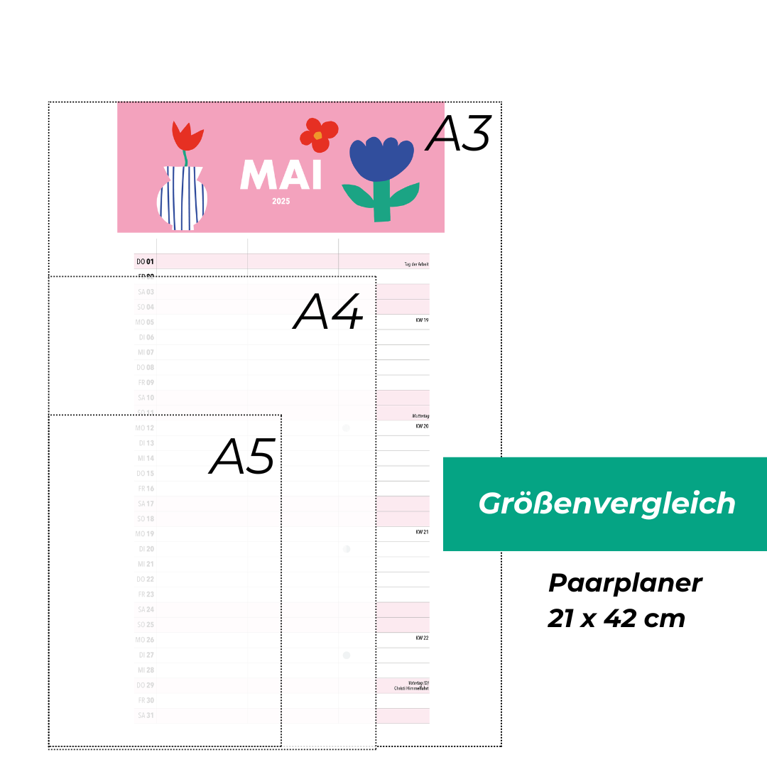 Paarplaner HAPPINESS 3 Spalten 2025