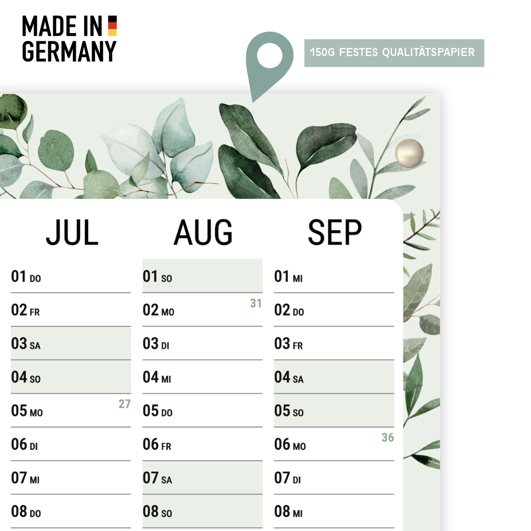 Schuljahresplaner 2026/2027 A1 Greenery – Wandkalender botanisch