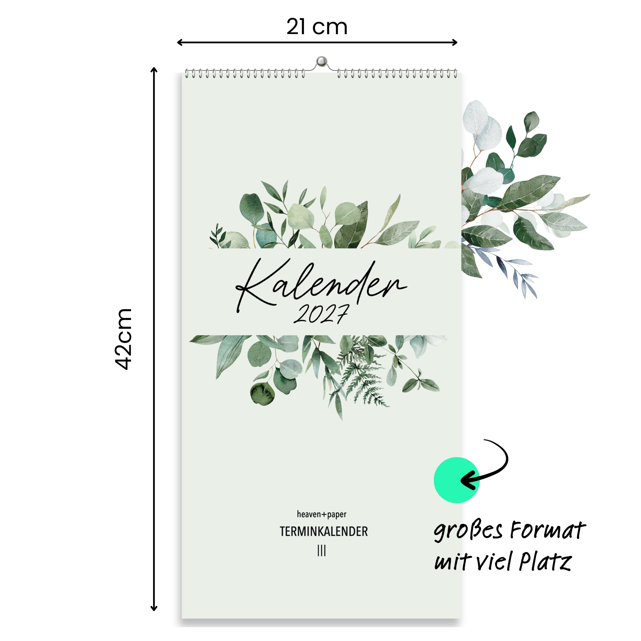 Paarplaner 3 Spalten 2027 Green, botanisch