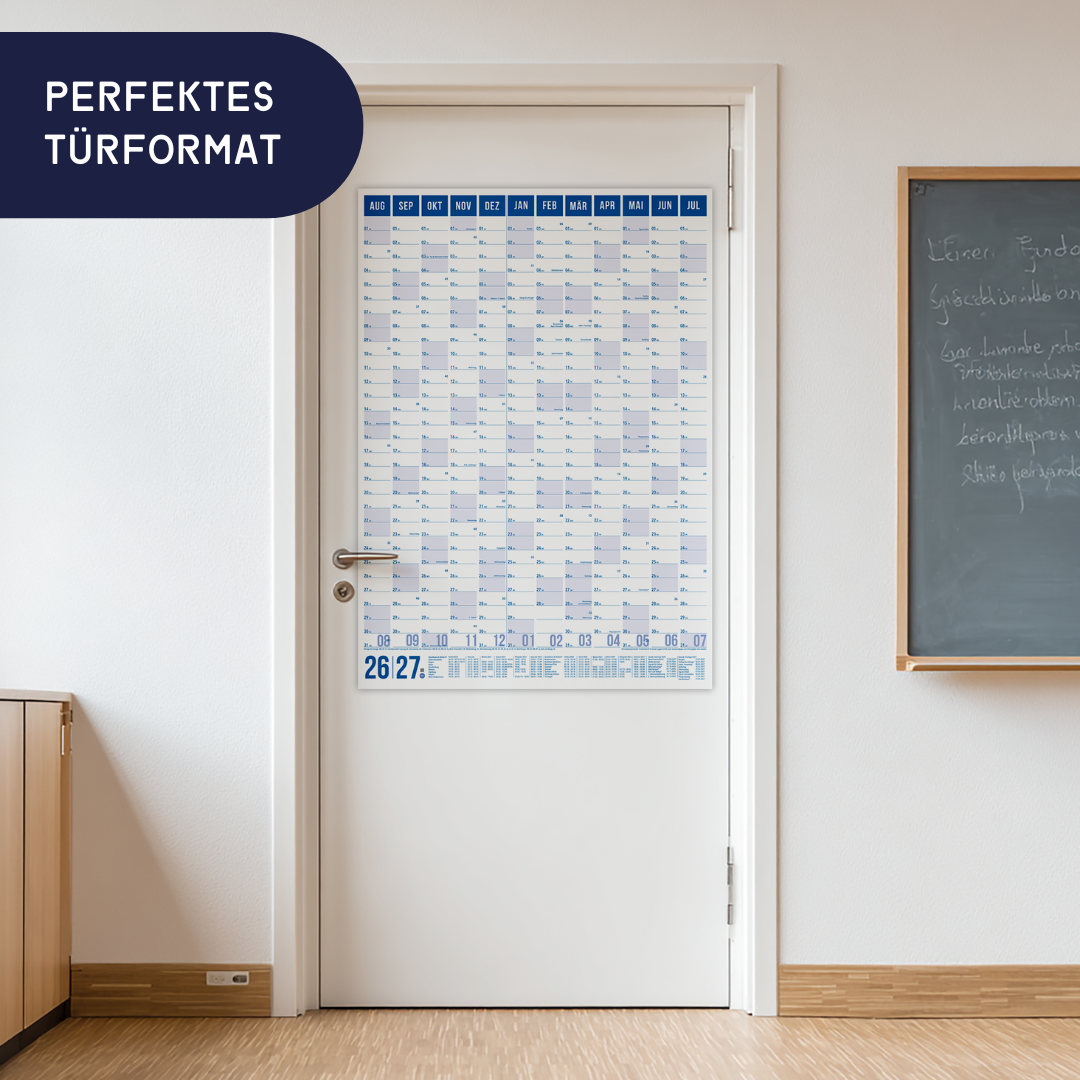 Schuljahresplaner 2026/2027 A1 Blau – Wandkalender mit Ferien