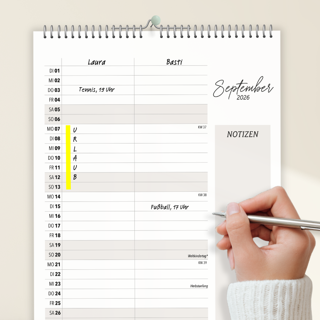 A4 Wandkalender 2 Spalten COZY 2026