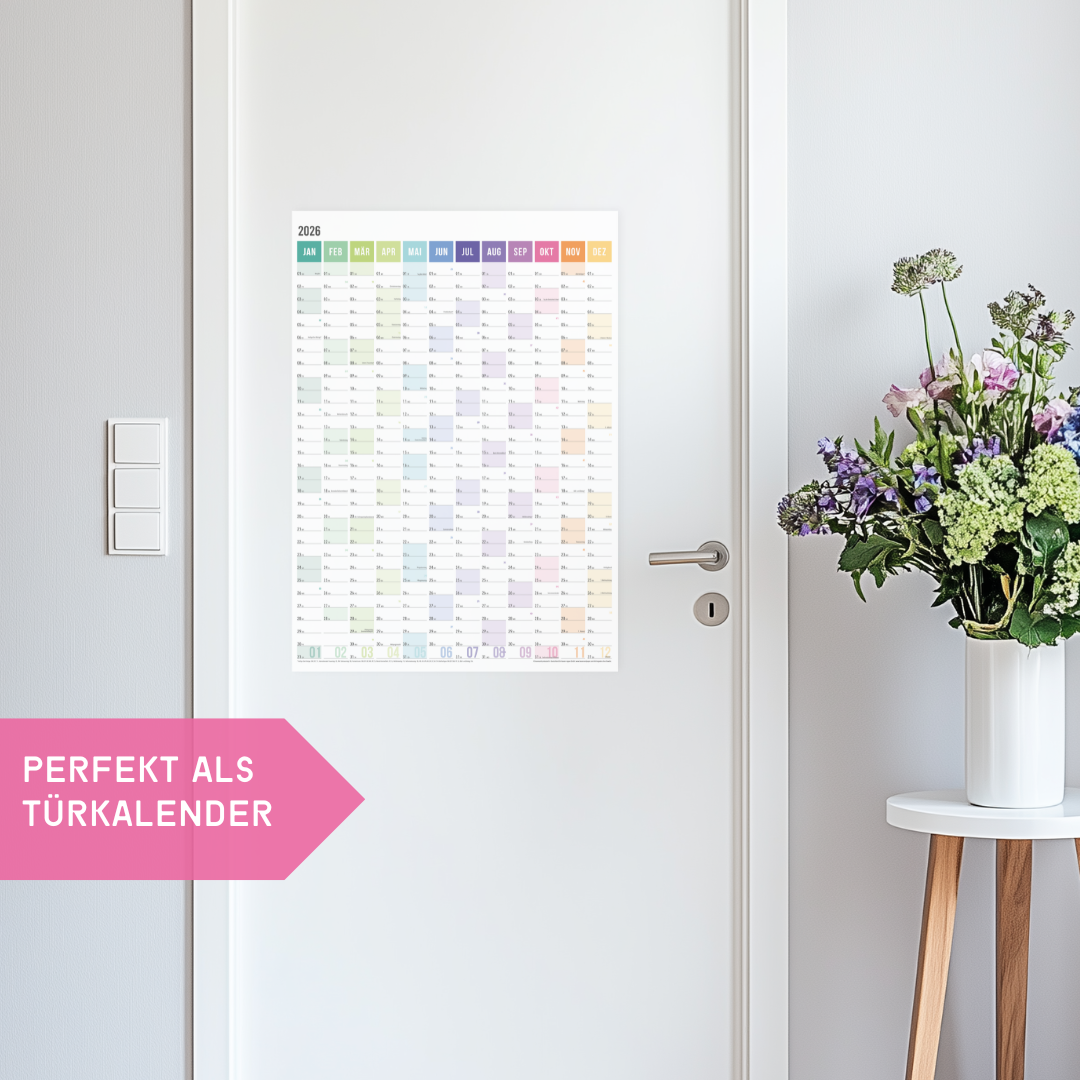 A2 Wandplaner gerollt 2026 Rainbow Hochformat