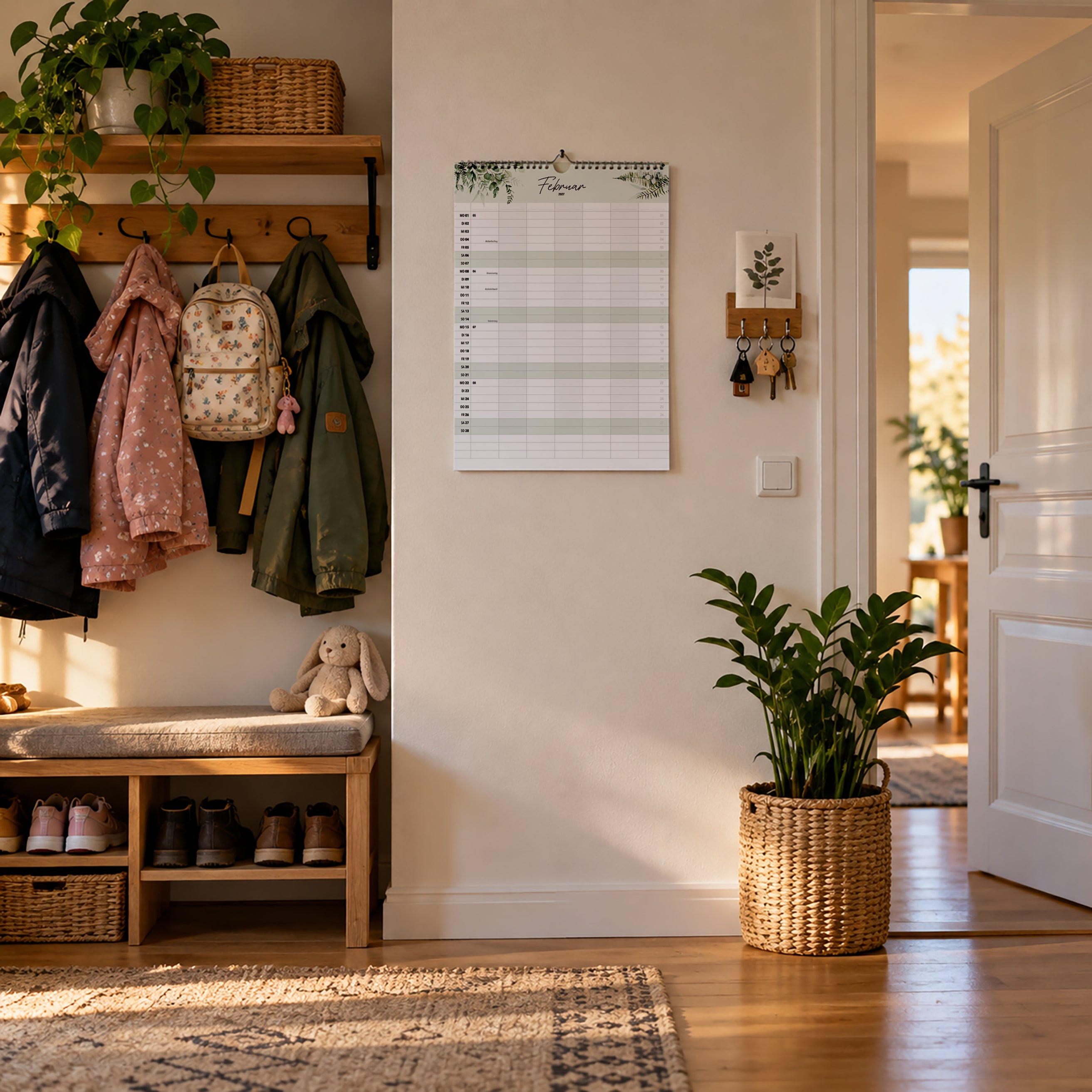 Familienkalender 7 Spalten XXL Green 2027 Botanisch