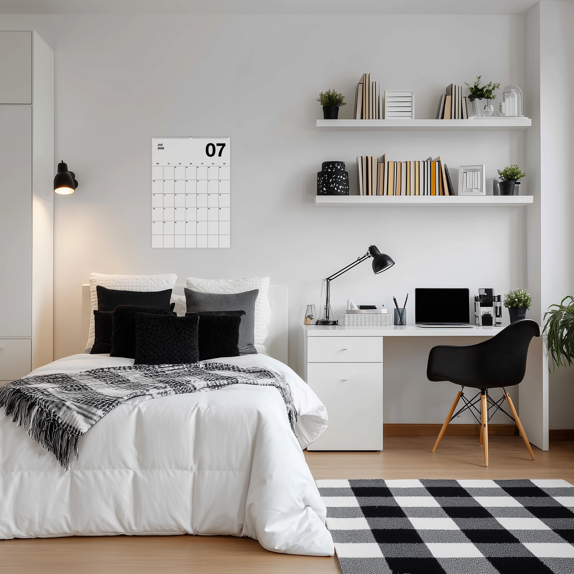 A3 Minimalistischer Design Wandkalender 2026 Black