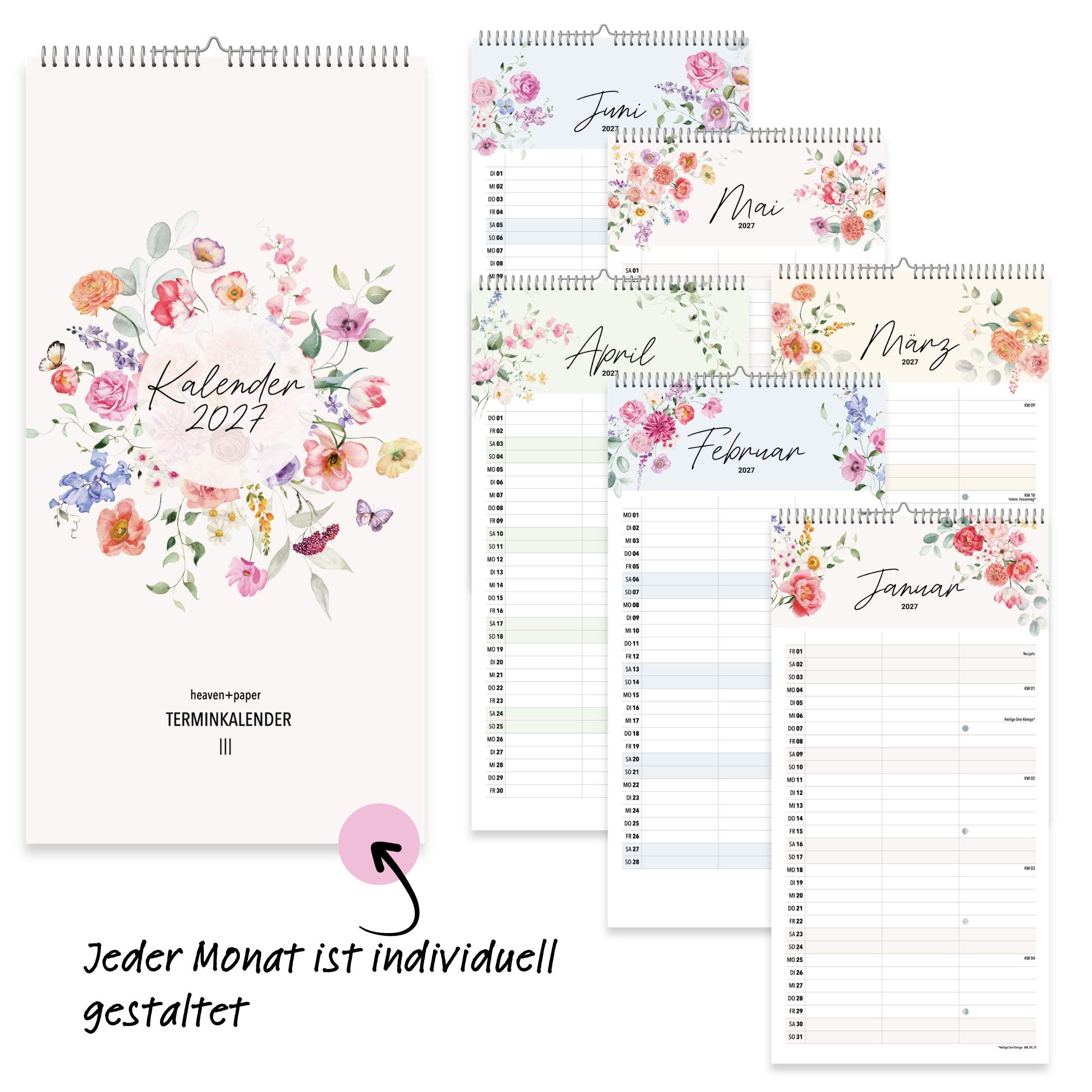 Paarplaner 3 Spalten 2027 Wildblumen