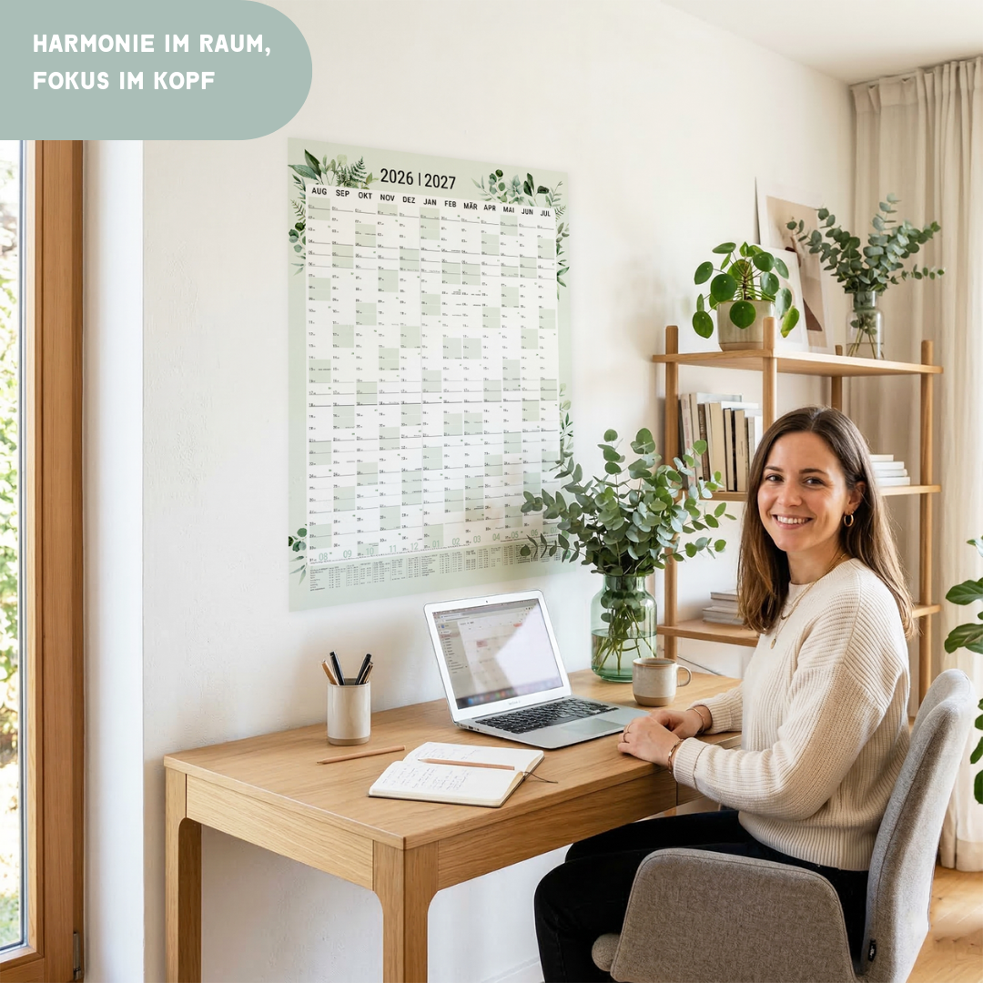 Schuljahresplaner 2026/2027 A1 Greenery – Wandkalender botanisch