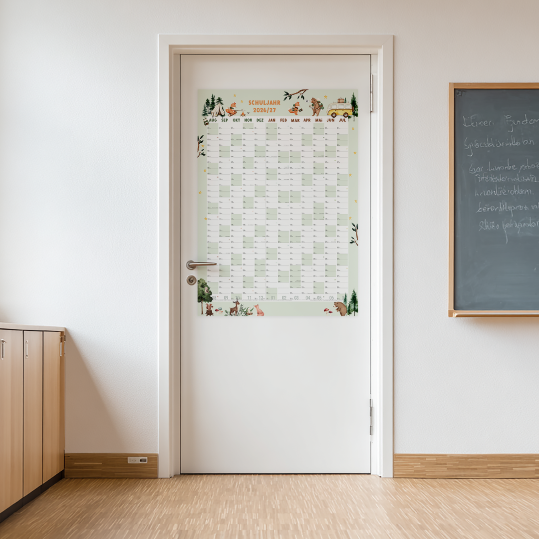 Schuljahresplaner 2026/2027 A1 Waldtiere – Familienkalender