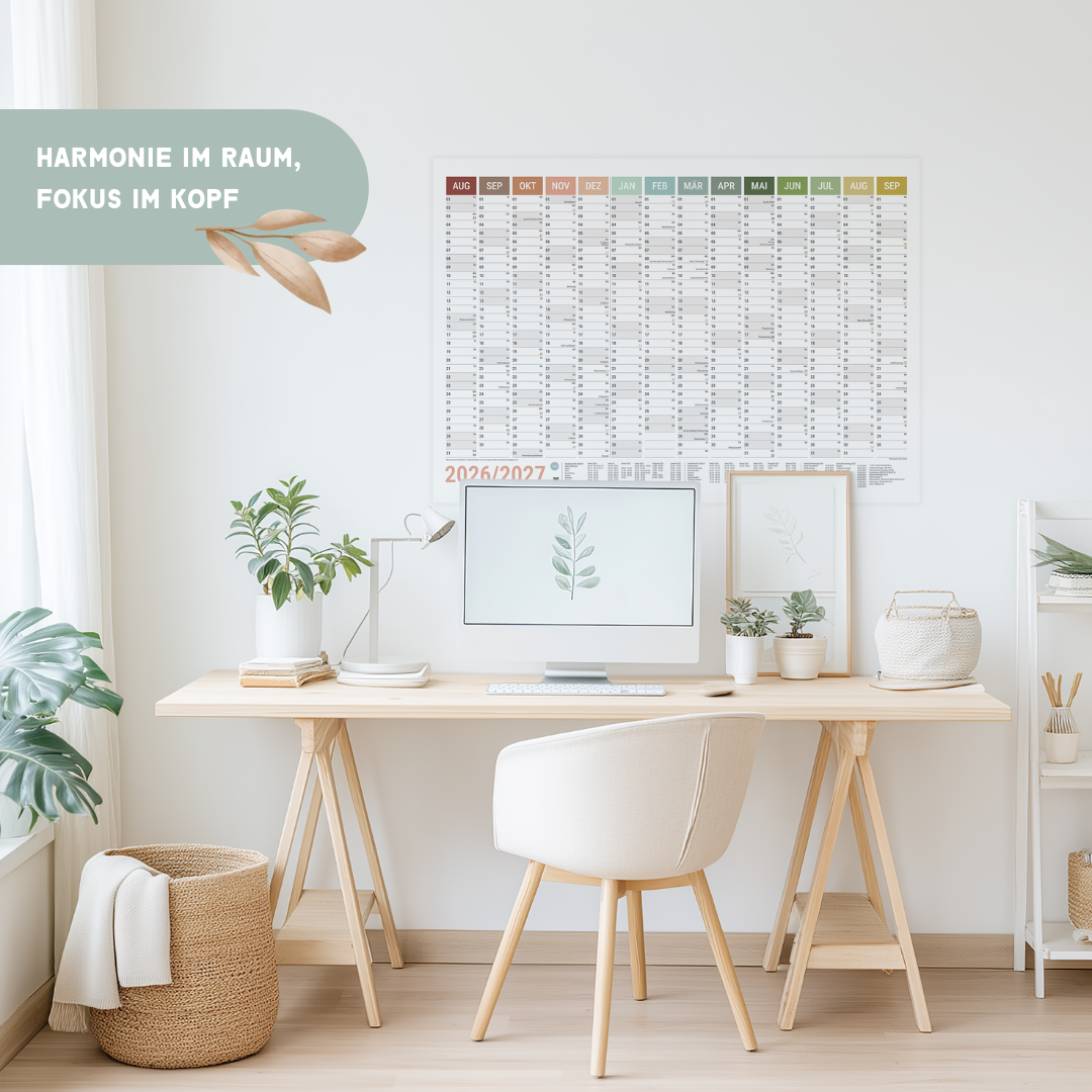 Schuljahresplaner 2026/2027 A1 Natural – Nachhaltiger Wandkalender