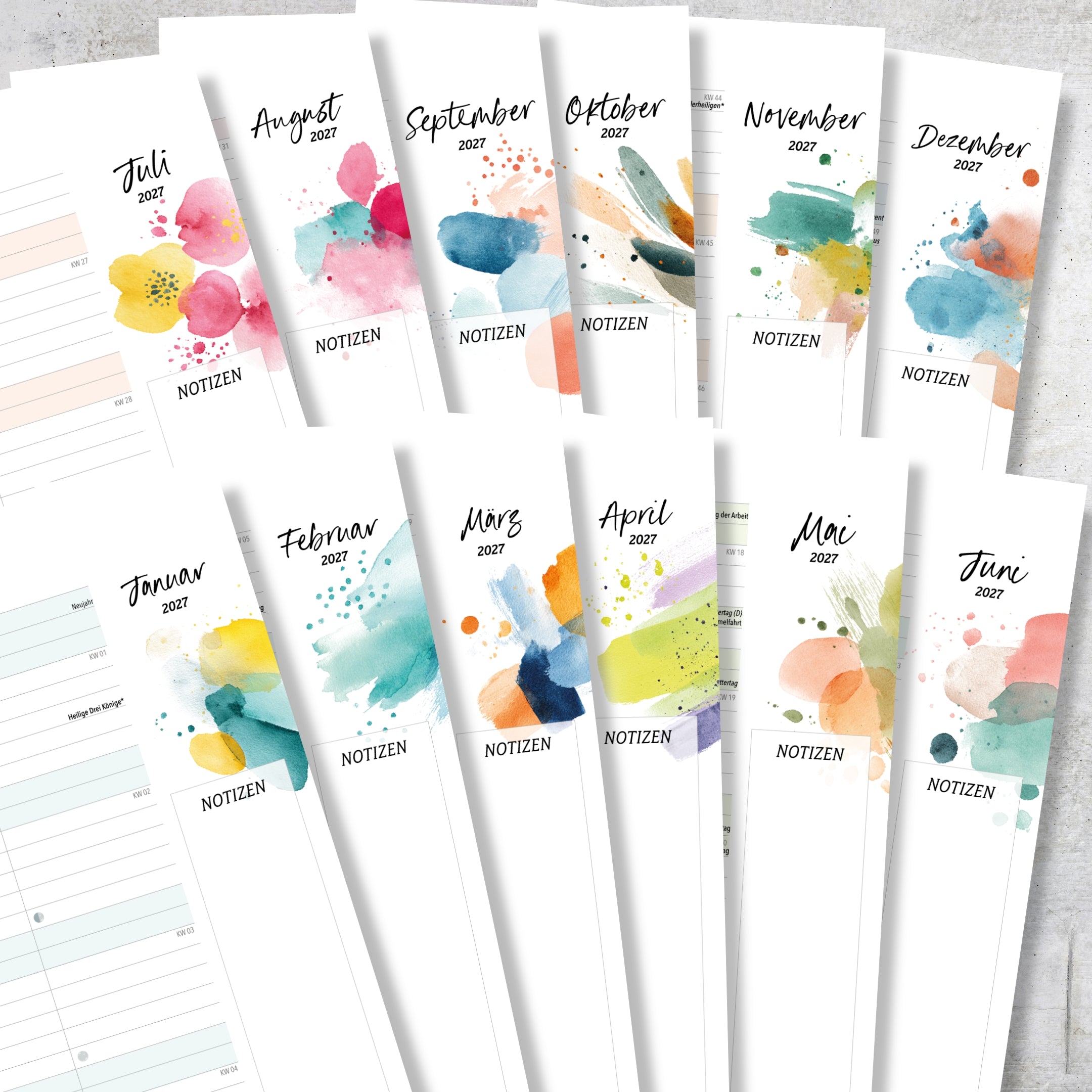 Wandkalender 2 Spalten A4 Splash 2027