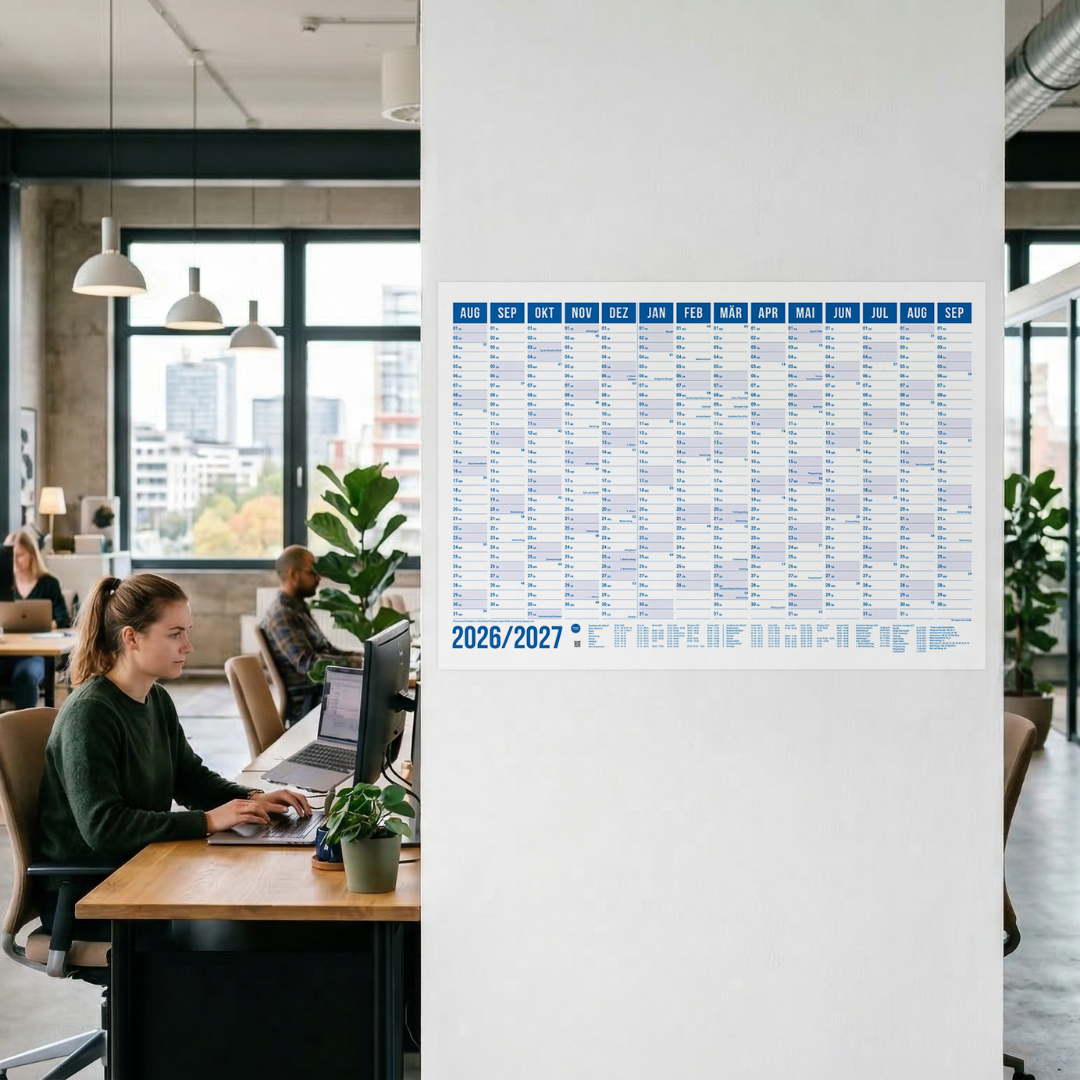 Schuljahresplaner 2026/2027 A1 Blau – Wandkalender mit Ferien