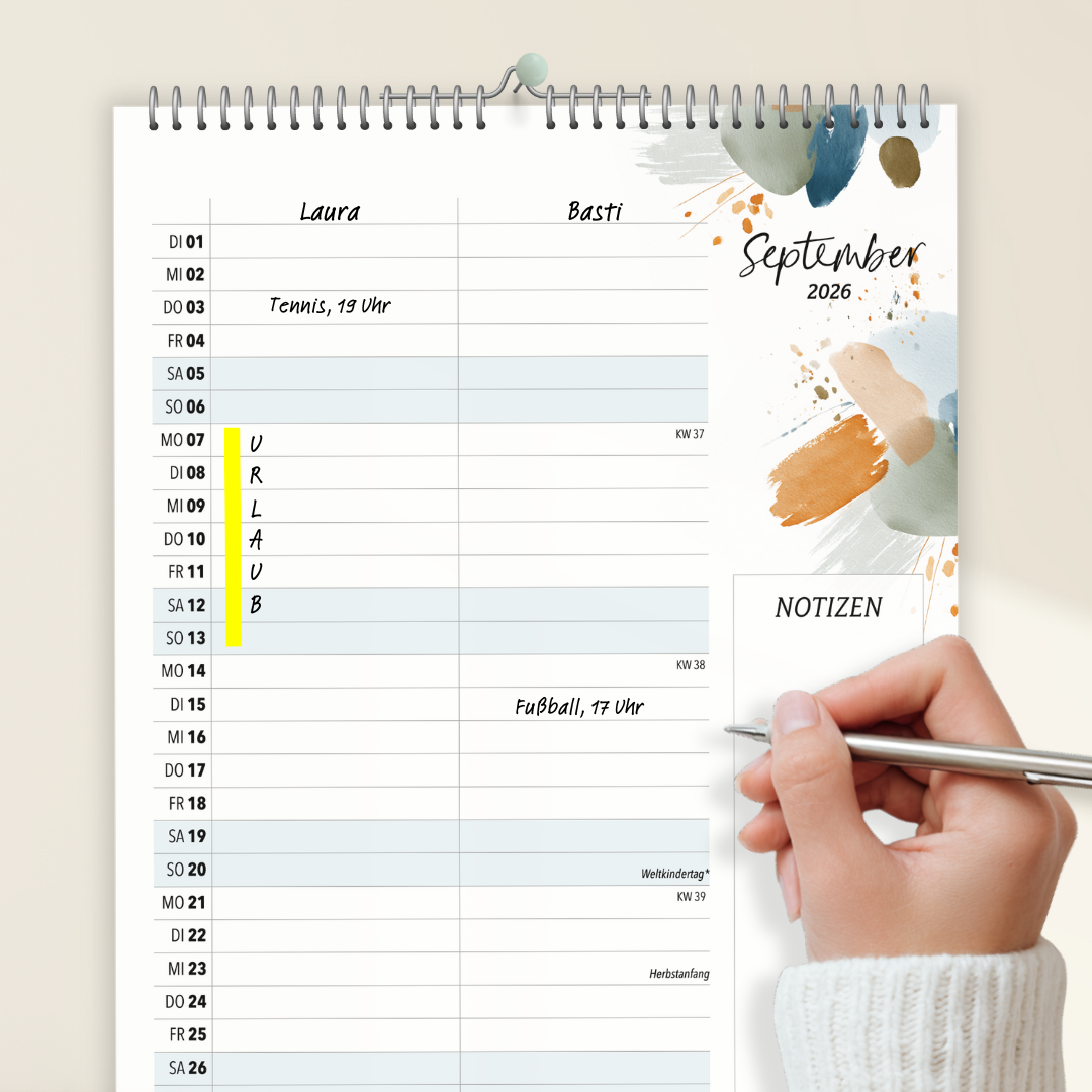 A4 Wandkalender 2 Spalten SPLASH 2026