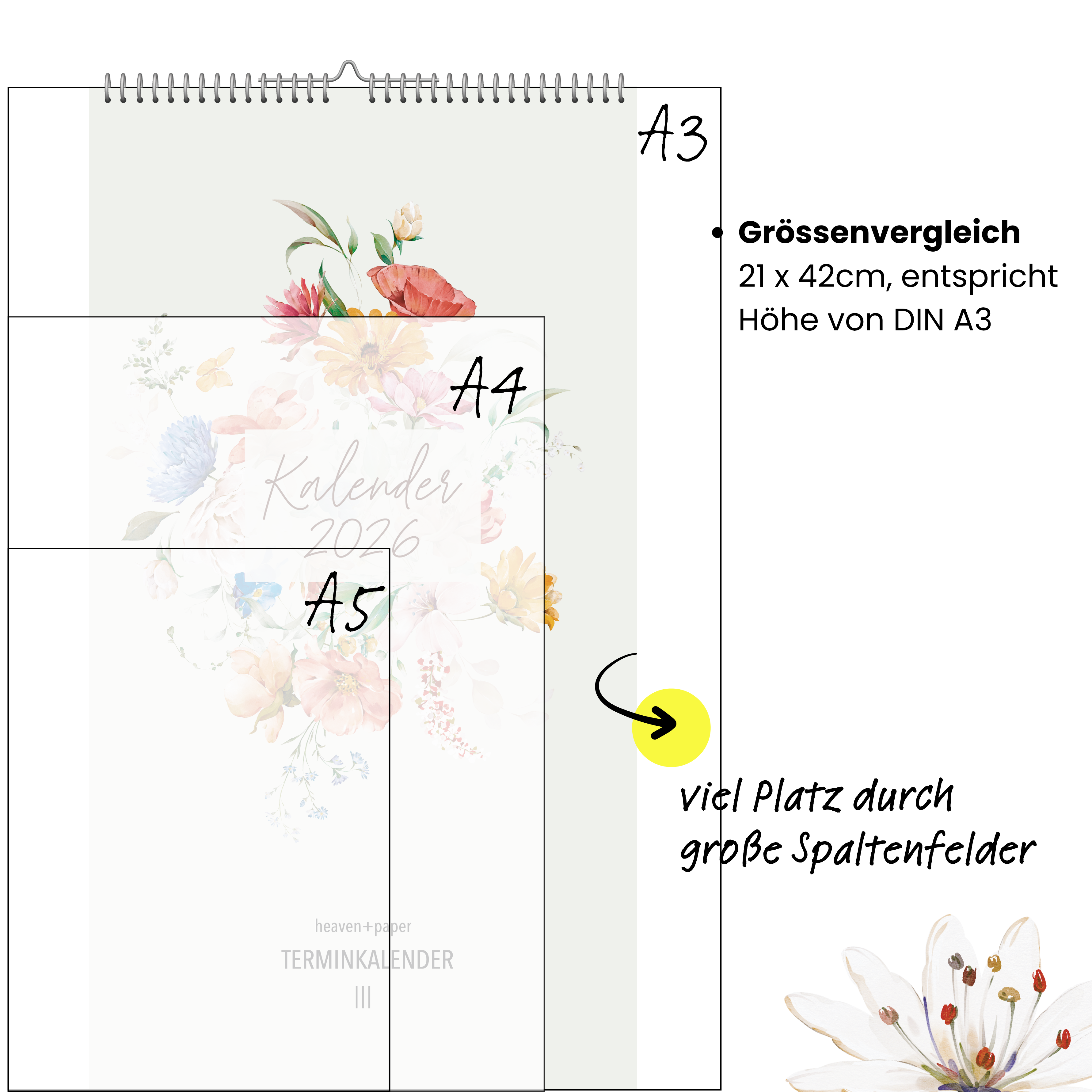 Paarplaner WILDFLOWER 3 Spalten 2026 blumig