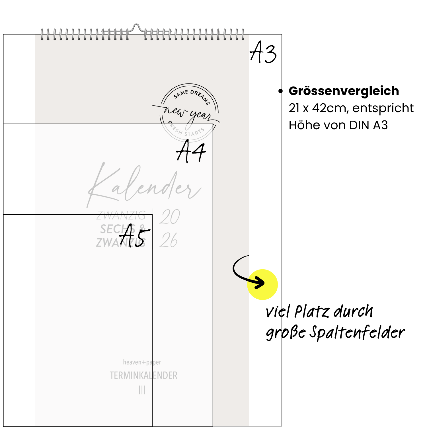 Paarplaner COZY 3 Spalten 2026 minimalistisch