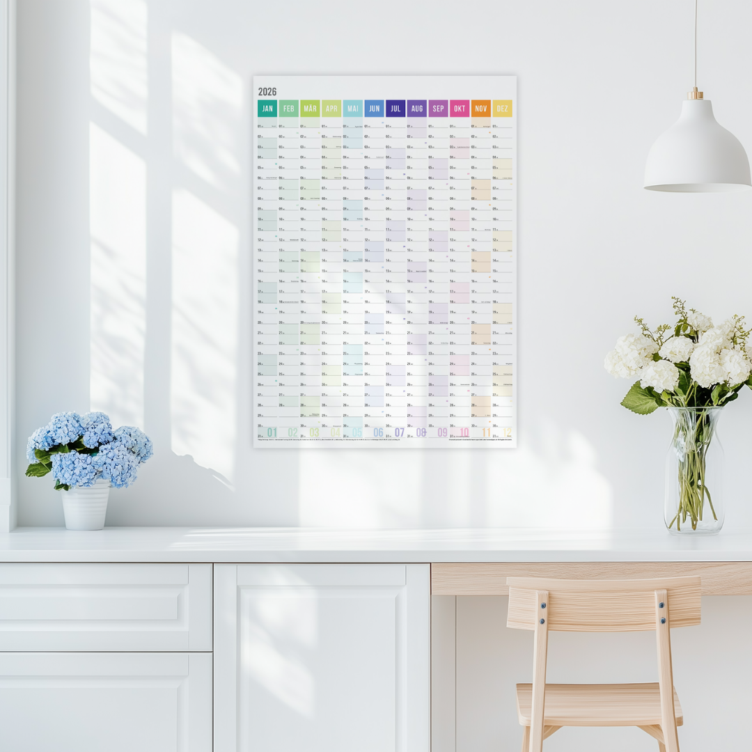 A1 Wandplaner 2026 Rainbow Hochformat