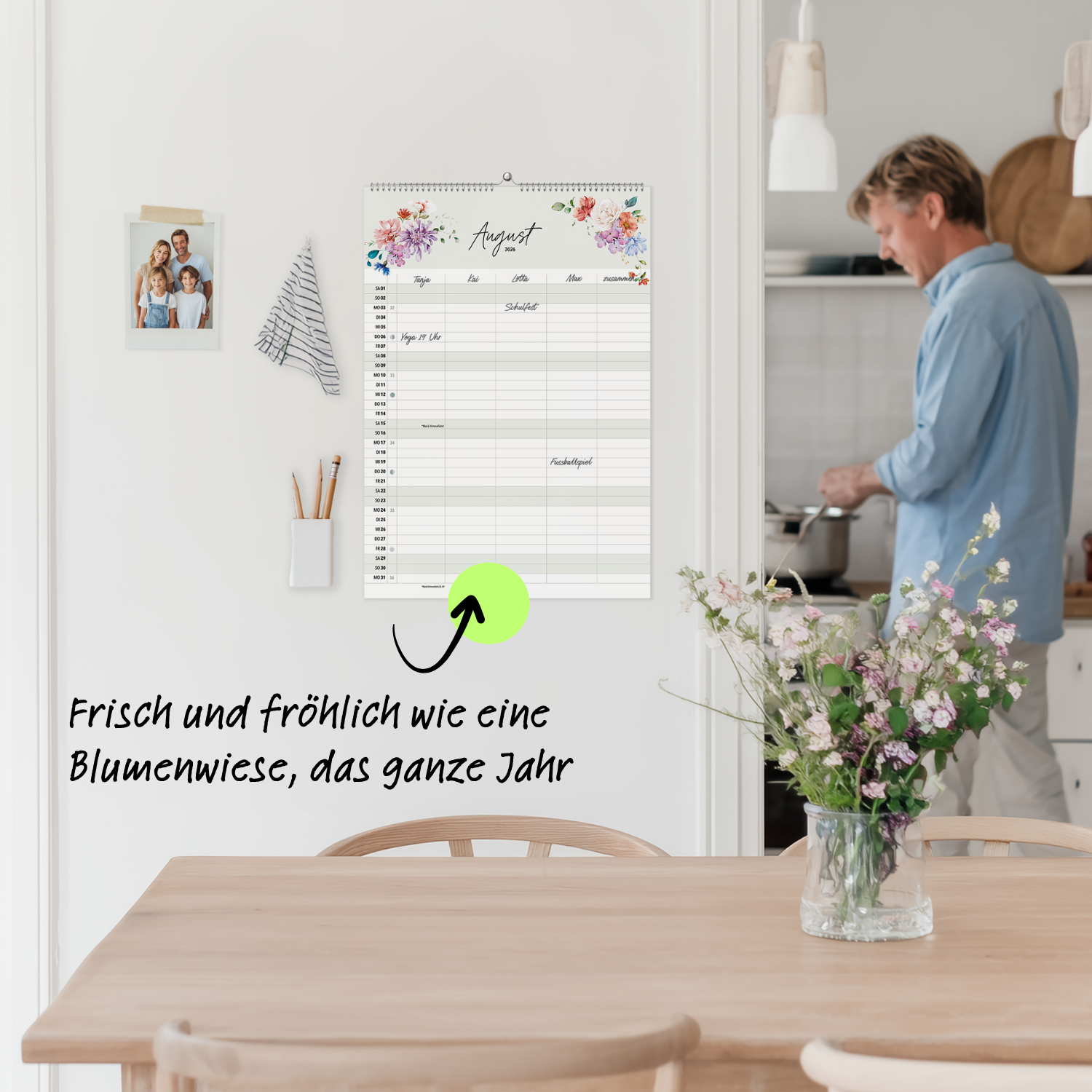 A3 Familienplaner WILDFLOWER 5 Spalten 2026 blumig