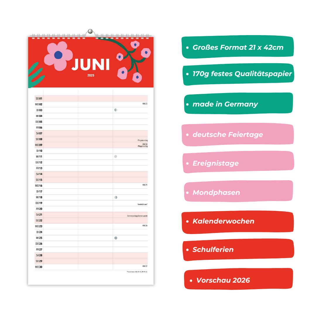 Paarplaner HAPPINESS 3 Spalten 2025