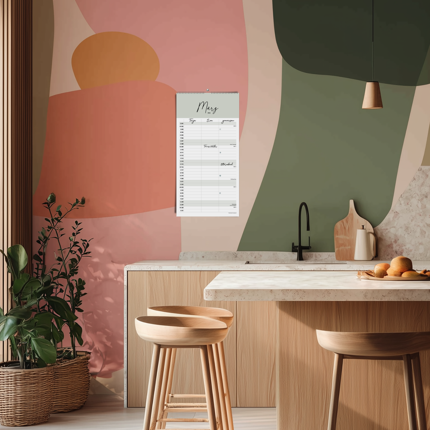 Paarplaner COZY 3 Spalten 2026 minimalistisch
