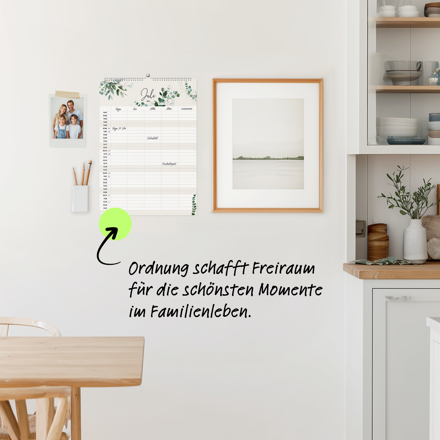 A3 Familienplaner GREENERY 5 Spalten 2026 botanisch