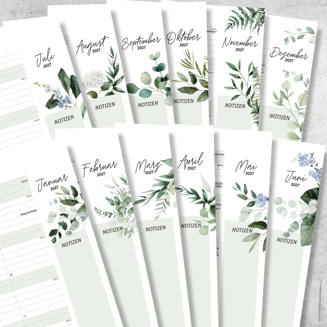 Wandkalender 2 Spalten A4 Green 2027
