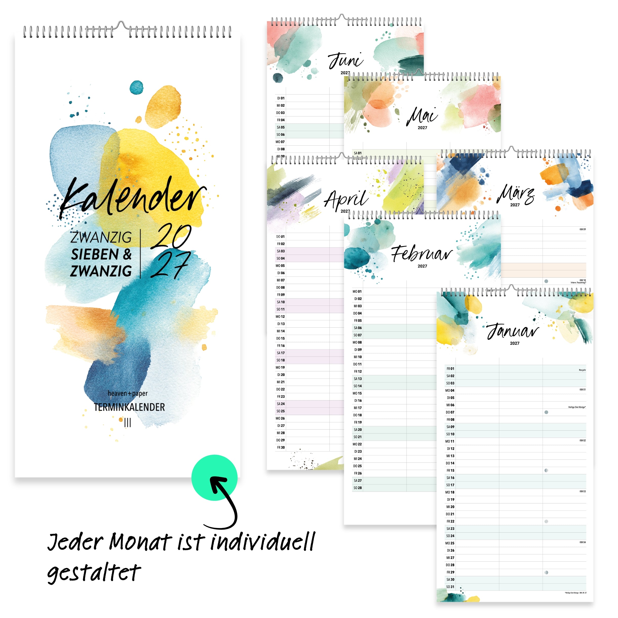 Paarplaner 3 Spalten 2027 Splash Familienkalender