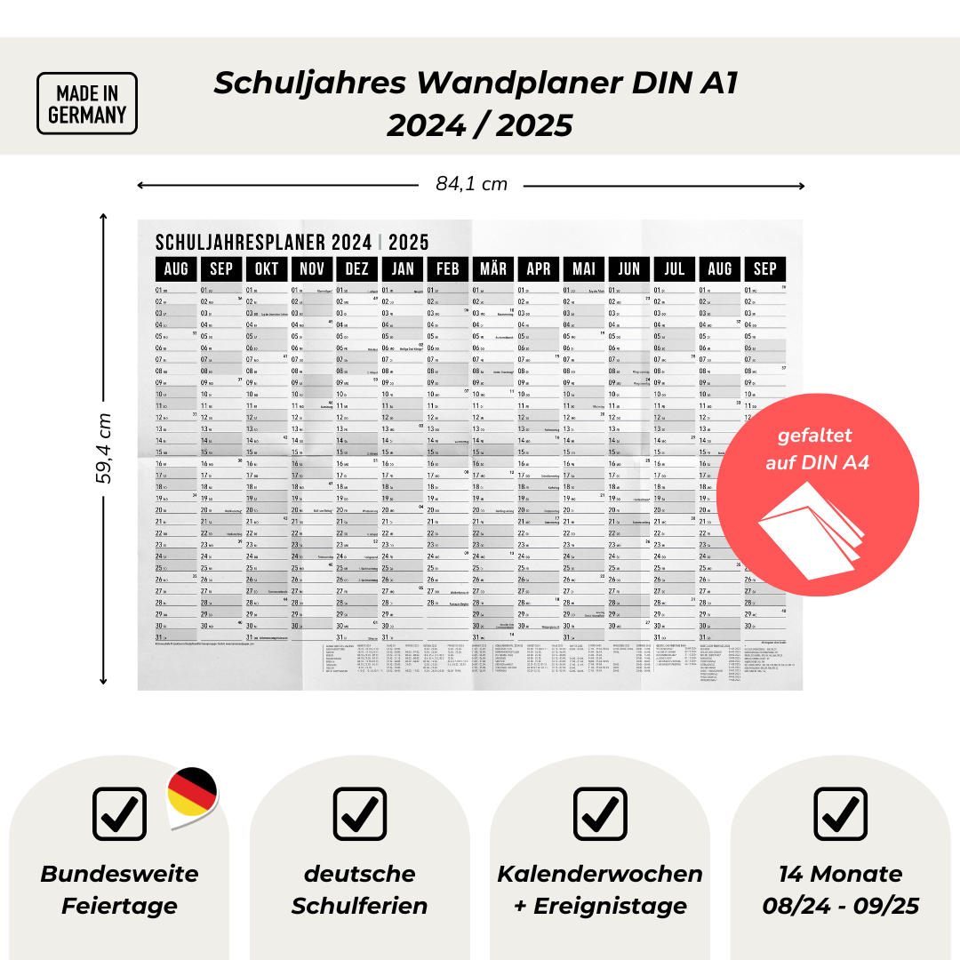 A1 Schuljahresplaner 2025 BLACK