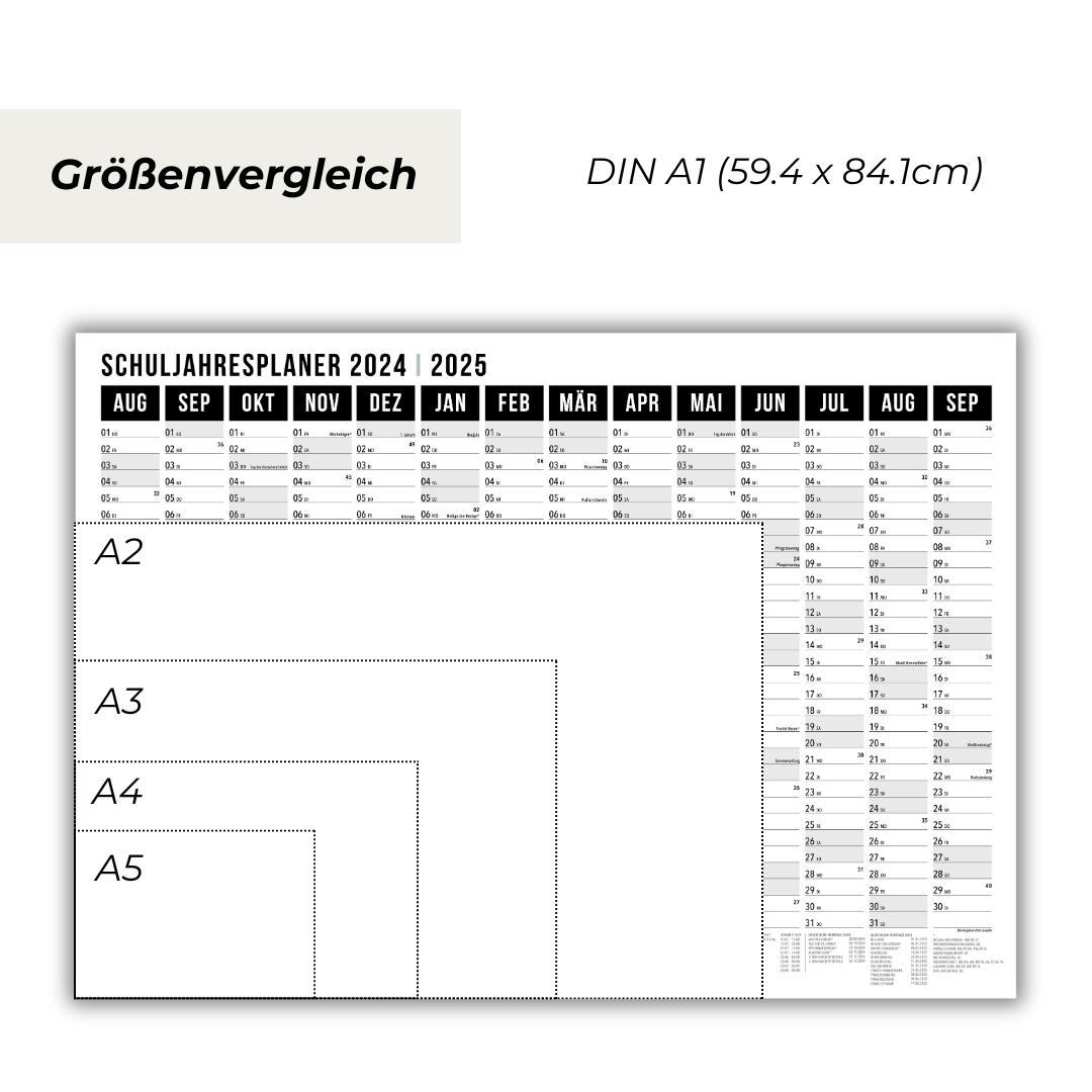 A1 Schuljahresplaner 2025 BLACK