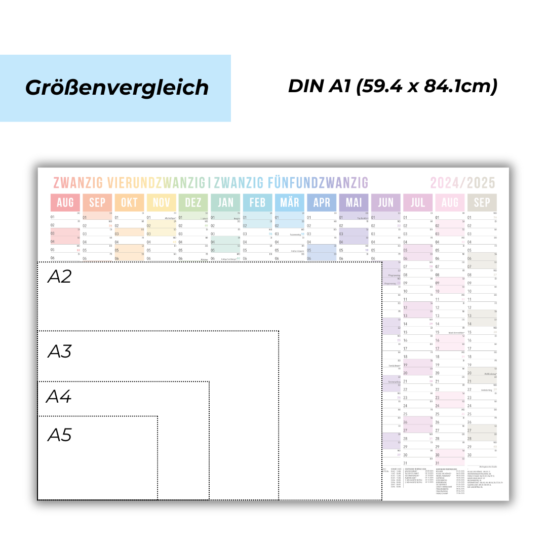 A1 Schuljahresplaner 2025 RAINBOW