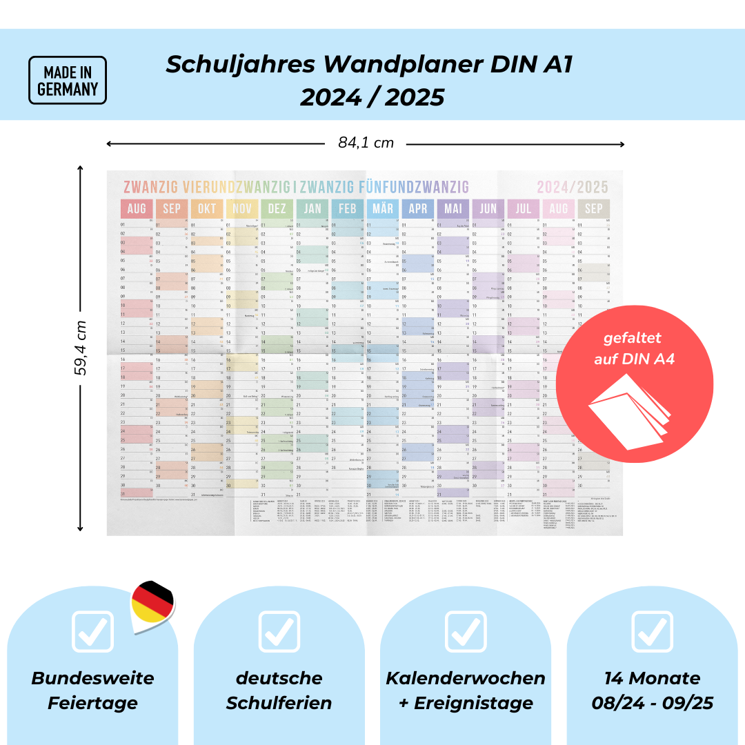 A1 Schuljahresplaner 2025 RAINBOW