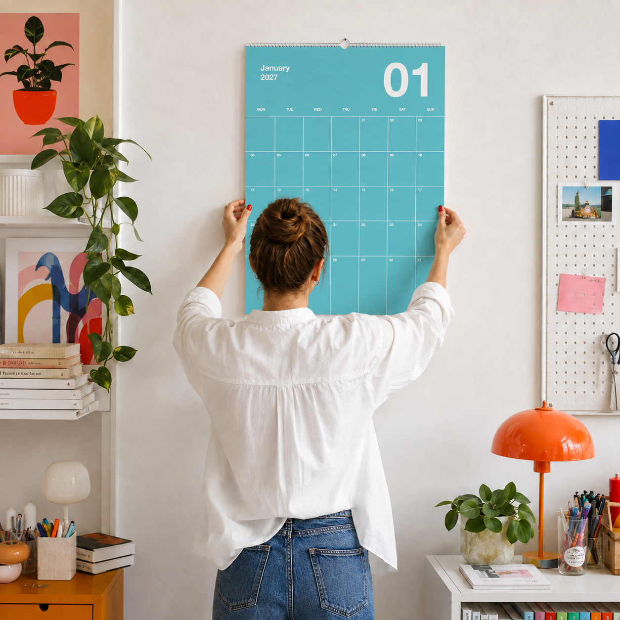 A2 Bunter Design Wandkalender 2027 Knallig
