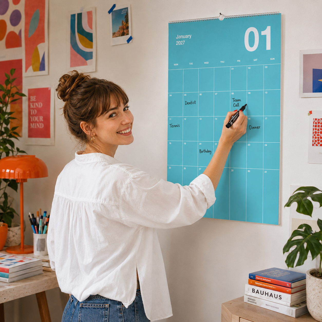 A2 Bunter Design Wandkalender 2027 Knallig