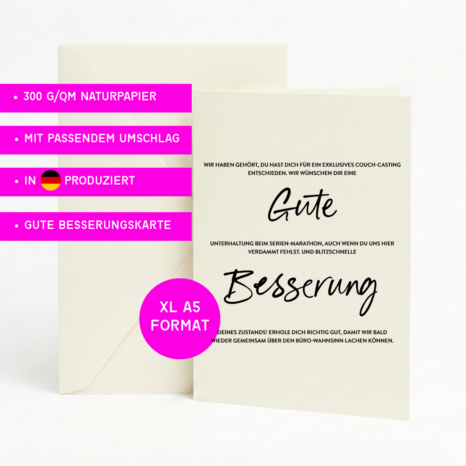 Grußkarte Gute Besserung | XL A5 Klappkarte mit Umschlag