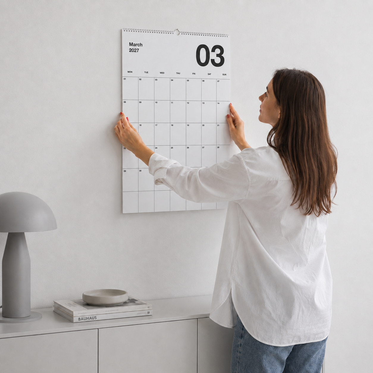 A2 Minimalistischer Design Wandkalender 2027 Black