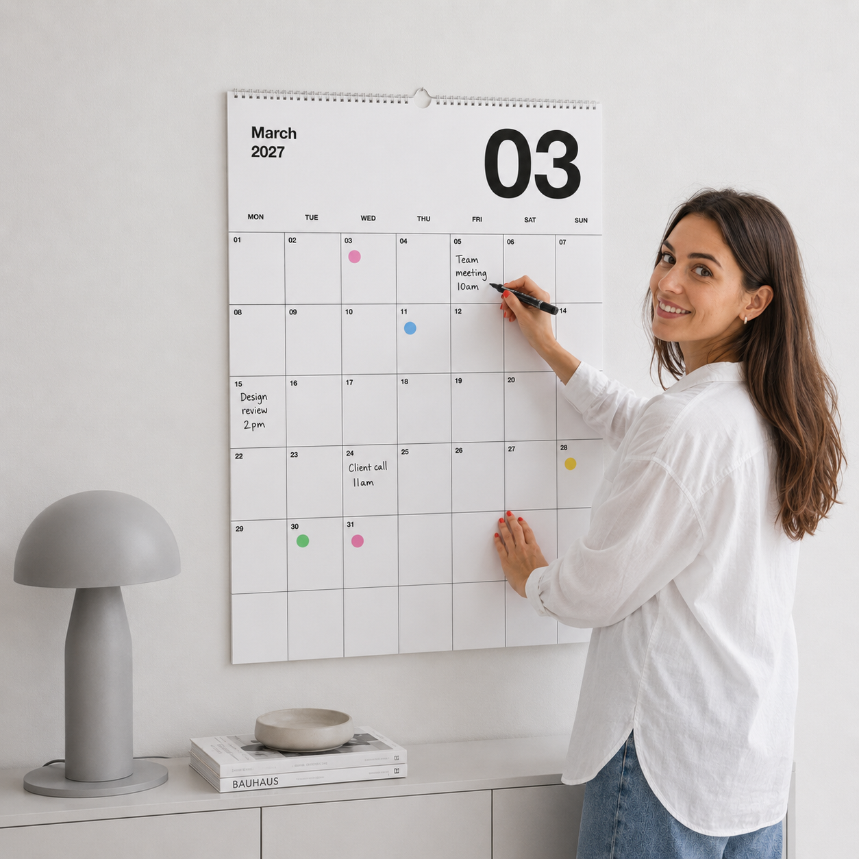 A2 Minimalistischer Design Wandkalender 2027 Black