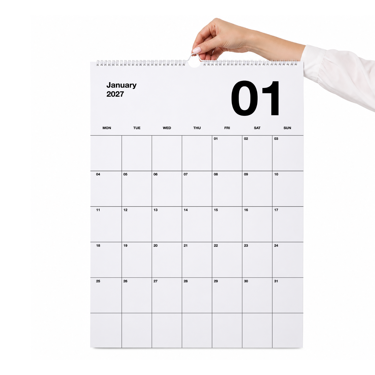 A2 Minimalistischer Design Wandkalender 2027 Black