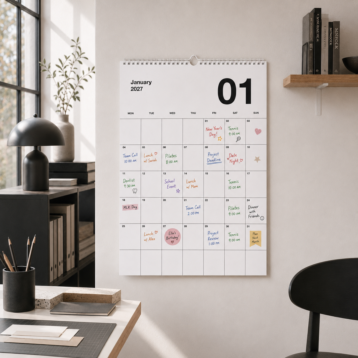 Wandkalender 2027 A3 I Designkalender I Schwarz