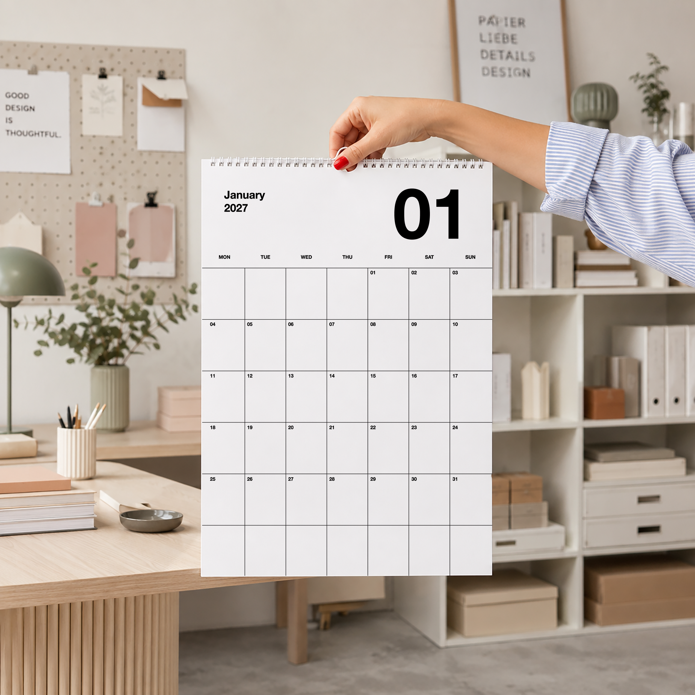 Wandkalender 2027 A3 I Designkalender I Schwarz
