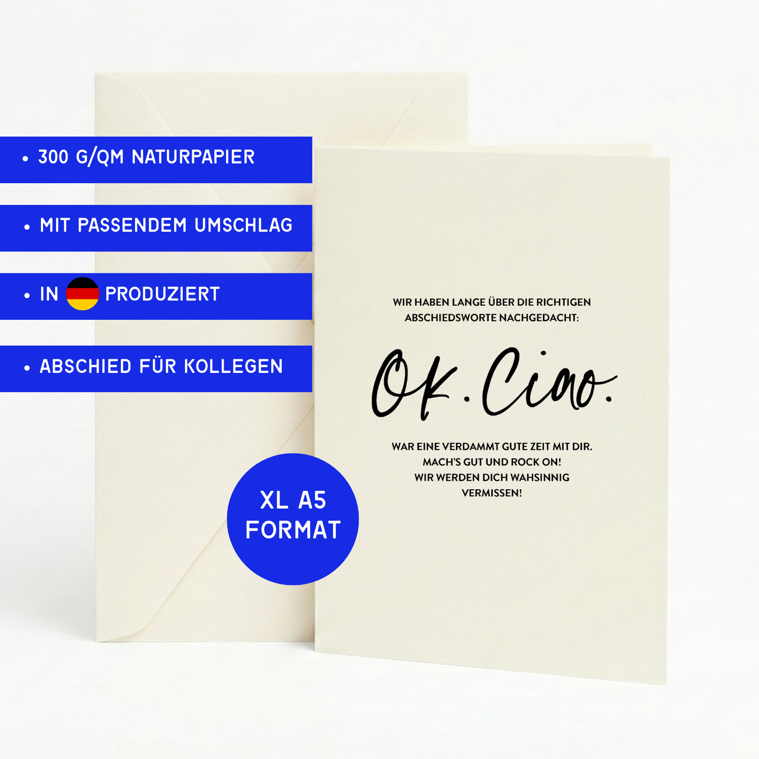 Abschiedskarte Ok Ciao | XL A5 Grußkarte Kollegen