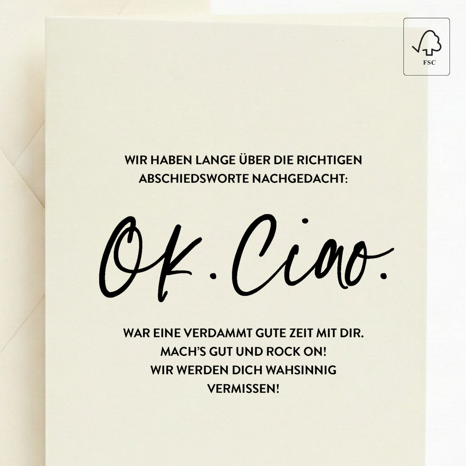 Abschiedskarte Ok Ciao | XL A5 Grußkarte Kollegen