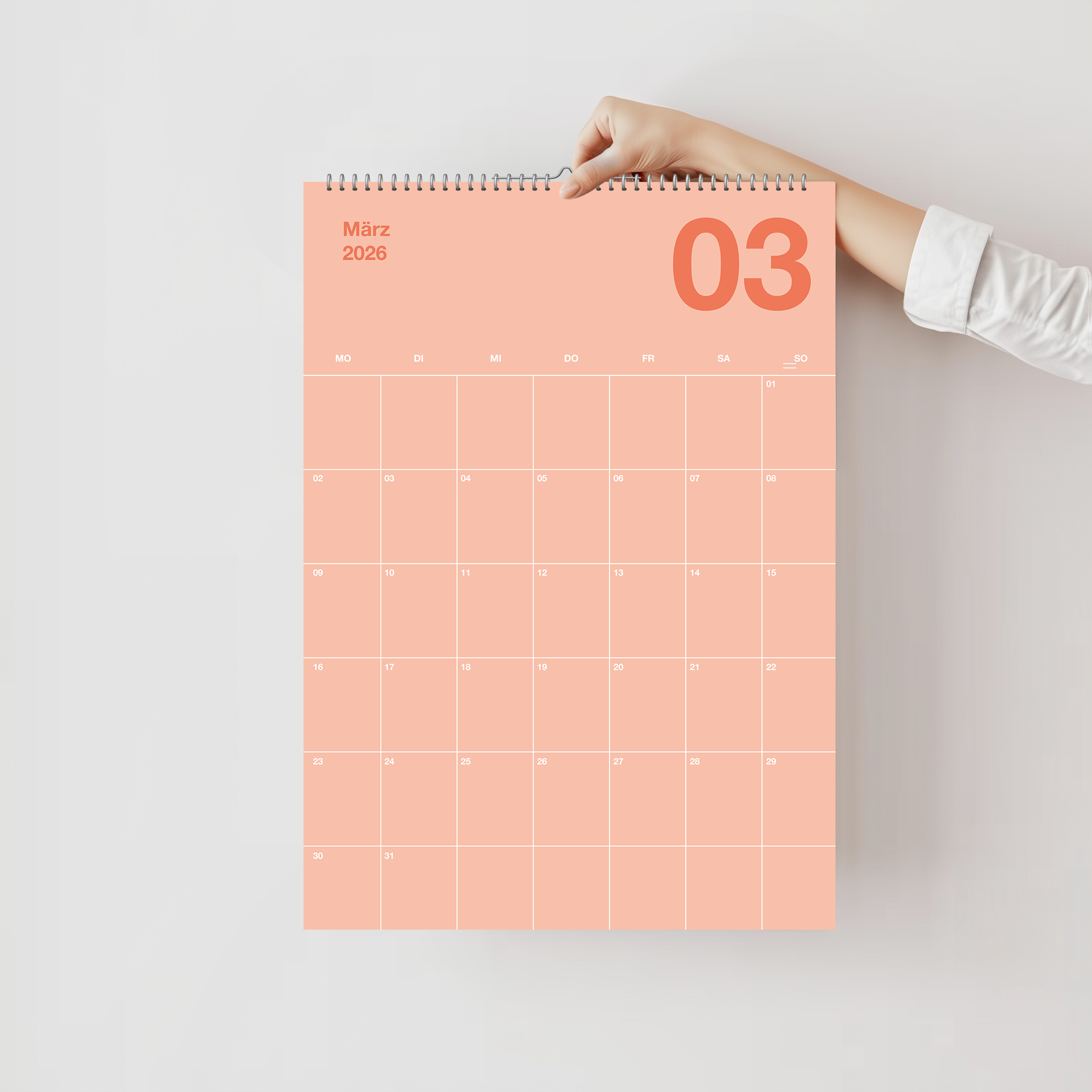 A3 Bunter Design Wandkalender 2026 Pastell