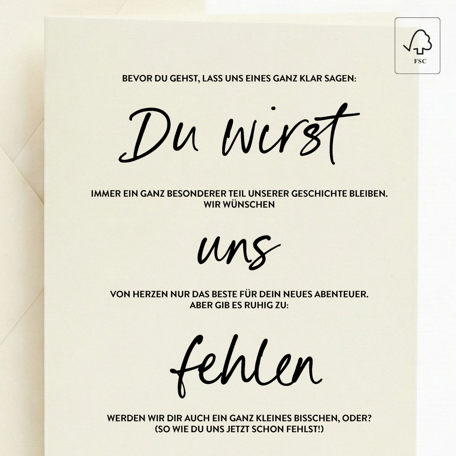 Abschiedskarte Kollegen Denken an dich | XL A5 mit Umschlag