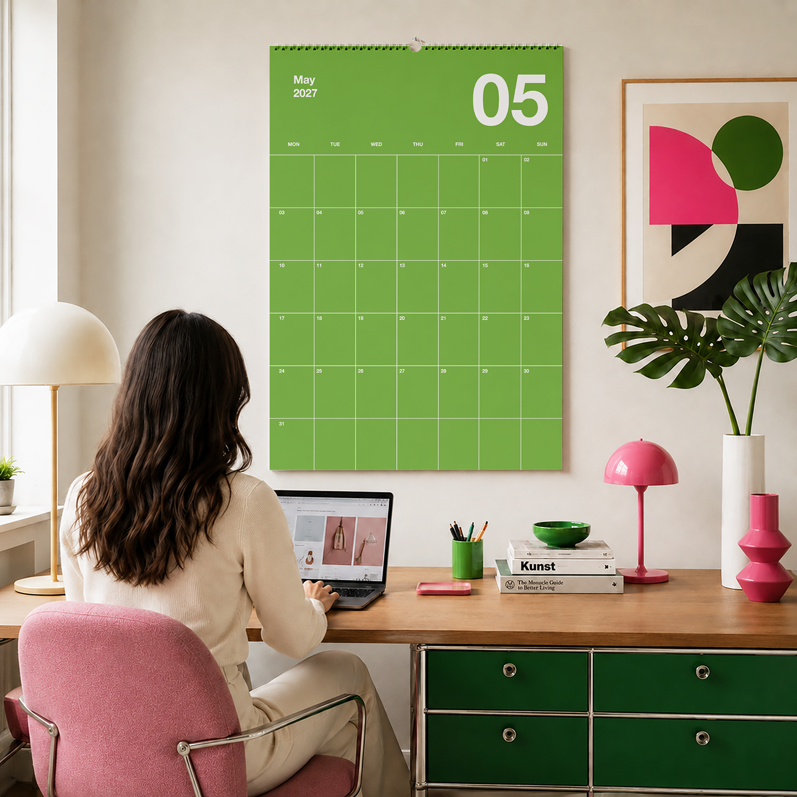 A2 Bunter Design Wandkalender 2027 Knallig