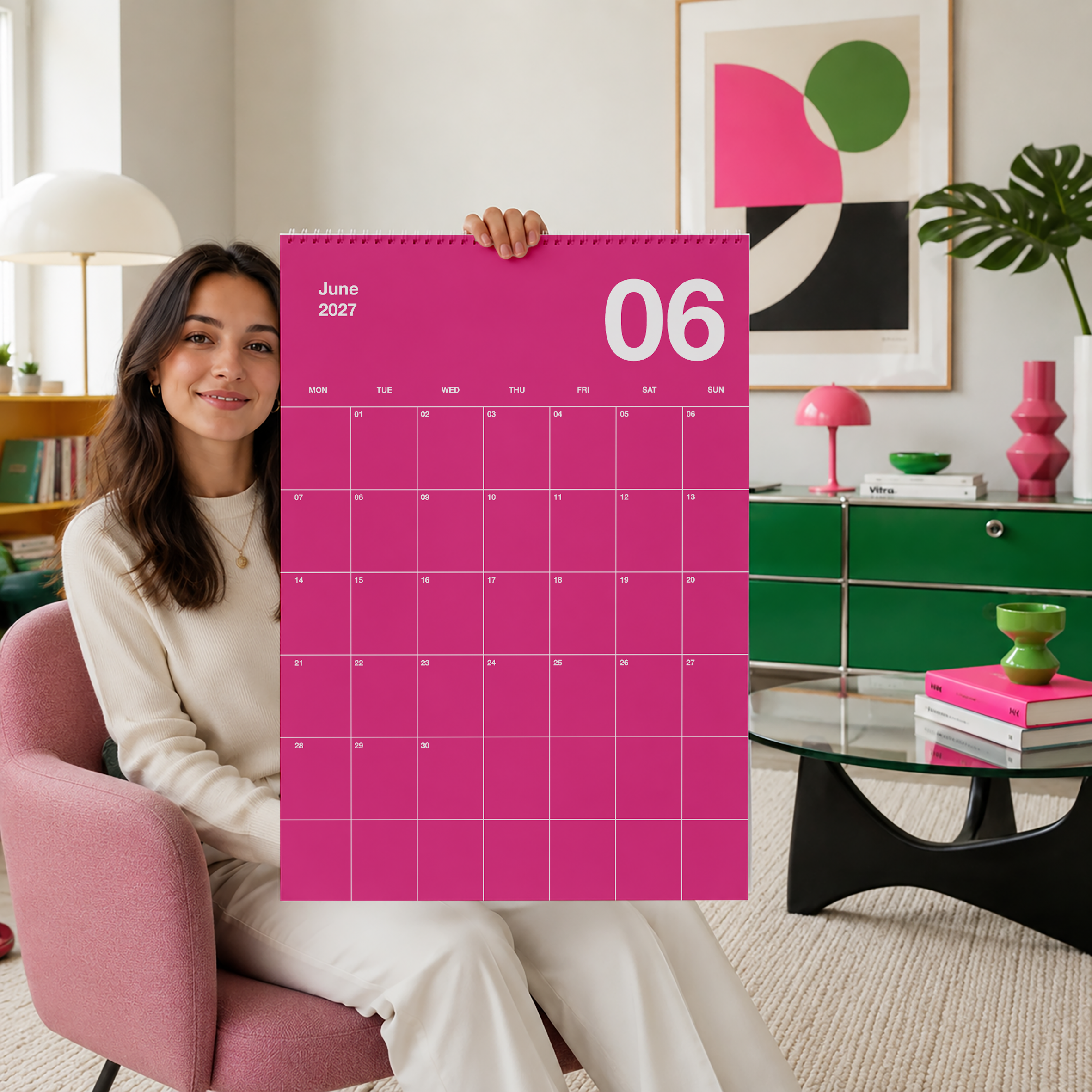 A2 Bunter Design Wandkalender 2027 Knallig